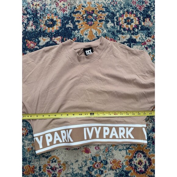 Ivy Park Spell Out Logo Boxy Cropped Top‎ Short Sleeve Shirt Brown Size Small - Picture 6 of 9